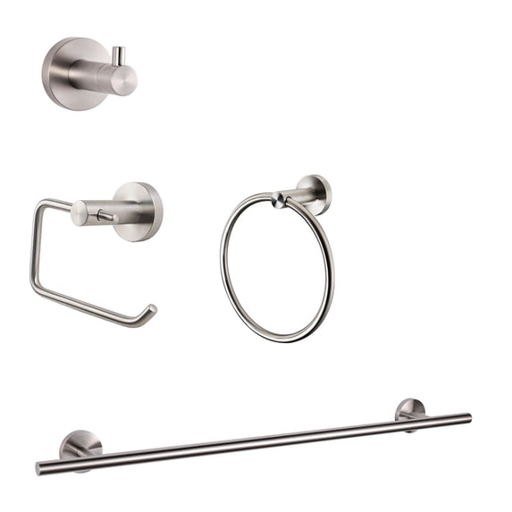 Lexora Home Bagno Nera 4-Piece Bathroom Accessory Set in Satin Nickel