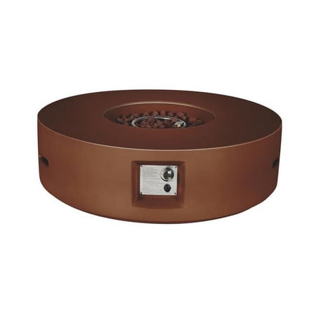 Lexora Brillare Outdoor Round Rustic Brown Gas Fire Pit Table LB107042RK00000
