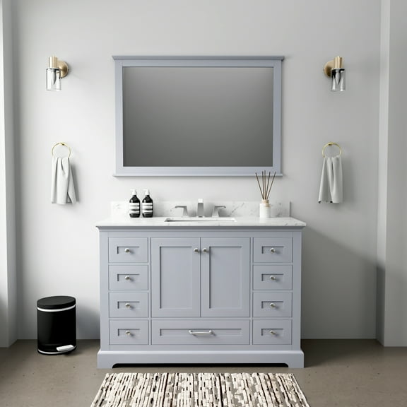 Lexora Home Dukes 48" Carrara Marble Top Single Vanity in Dark Gray