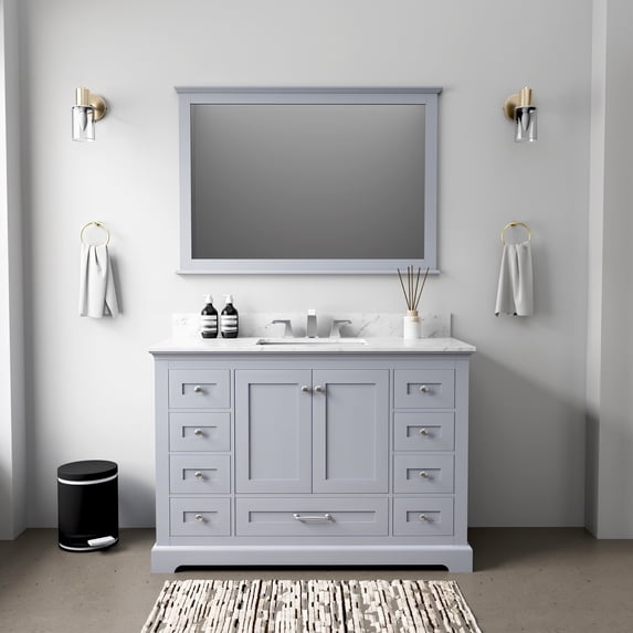 Lexora Home Dukes 48" Single Vanity with Mirror in Dark Gray