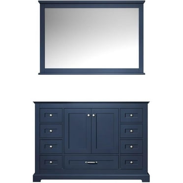 Lexora Home Dukes 48" Single Vanity with Mirror in Navy Blue
