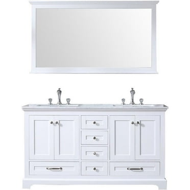 Lexora Home Dukes 60" Carrara Marble Top Double Vanity in White