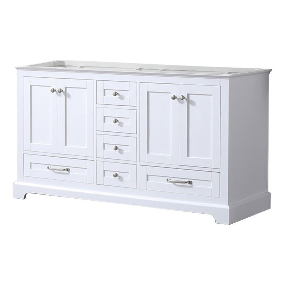 Dukes 60-Inch White Double Freestanding Vanity with Nickel Hardware