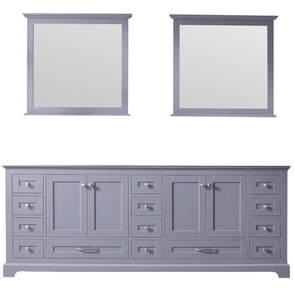 Lexora Home Dukes 84" Double Vanity with Mirrors in Dark Gray