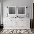 thumbnail image 1 of Dukes 84 in. W x 22 in. D White Double Bath Vanity, Carrara Marble Top, and Faucet Set, 1 of 10