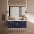 thumbnail image 1 of Geneva 48 in. W Navy Blue Bath Vanity and Carrara Marble Top, 1 of 11