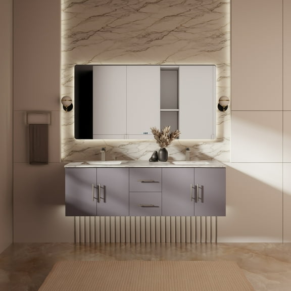 Lexora Home Geneva 60" Vanity Cabinet in Dark Gray