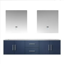 Lexora Home Geneva 72" Carrara Marble Top Double Vanity in Navy Blue