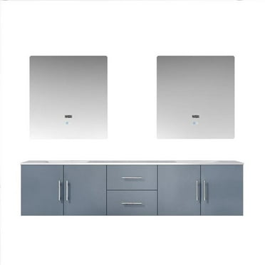 Lexora Home Geneva 80" Carrara Marble Top Double Vanity in Dark Gray
