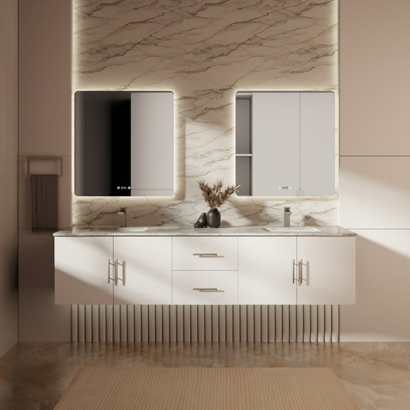 Lexora Home Geneva 80" Vanity Cabinet in Glossy White