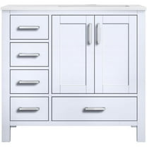 Lexora Home Jacques 36" Carrara Marble Top Single Vanity with Sink in White