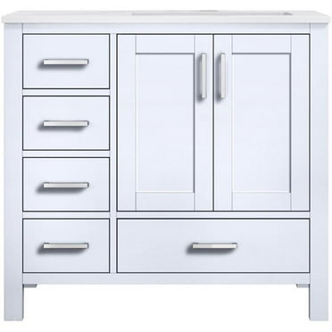 Lexora Home Jacques 36" Carrara Marble Top Single Vanity with Sink in White