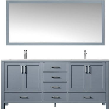 Lexora Home Jacques 60" Carrara Marble Top Double Vanity in Dark Gray