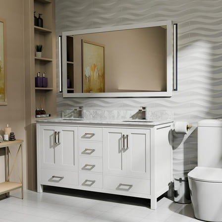 Lexora Home Jacques 60" Vanity Cabinet in White