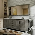 thumbnail image 1 of Jacques 72" W Distressed Grey Double Vanity, Carrara Marble Top, Faucet Set, & 28" Mirror, 1 of 9