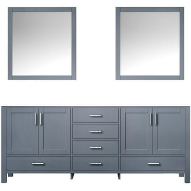 Lexora Home Jacques 80" Double Vanity with Mirrors in Dark Gray