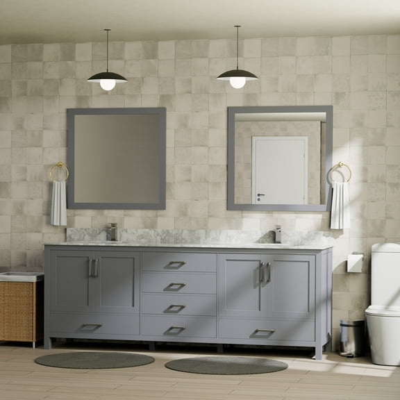 Lexora Home Jacques 80" Vanity Cabinet in Dark Gray