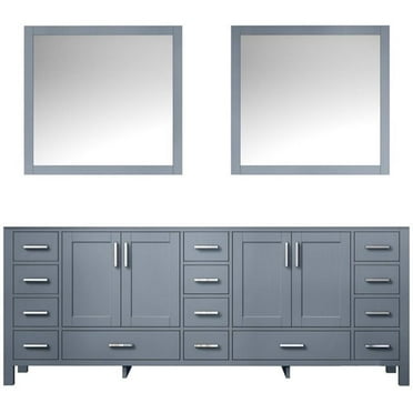 Lexora Home Jacques 84" Double Vanity with Mirrors in Distressed Gray