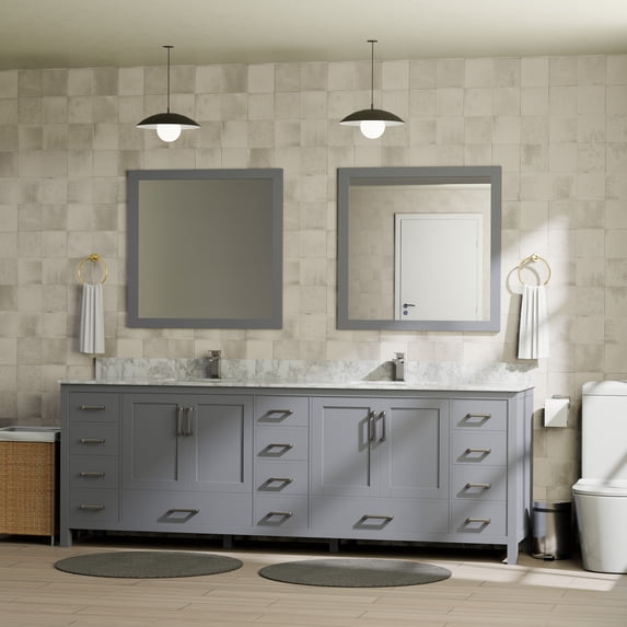 Lexora Home Jacques 84" Vanity Cabinet in Dark Gray