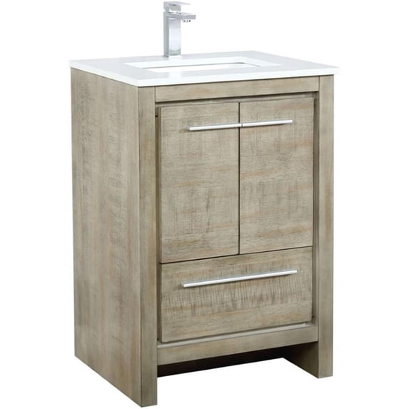 Lexora Home Lafarre 24" Single Quartz Top Bathroom Vanity with Rose Gold Faucet