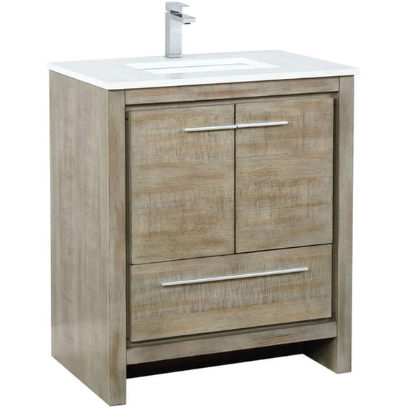 Lexora Home Lafarre 30" Single Quartz Top Bathroom Vanity with NIckel Faucet