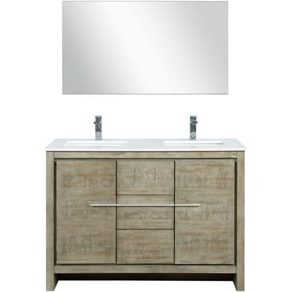 Lexora Home Lafarre 48" Single Quartz Top Bathroom Vanity with Faucet and Mirror