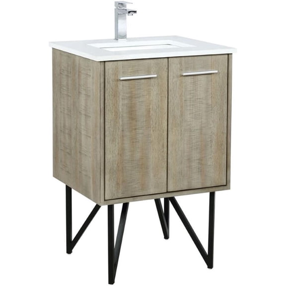 Lexora Home Lancy 24" Single Quartz Top Bathroom Vanity with Gun Metal Faucet