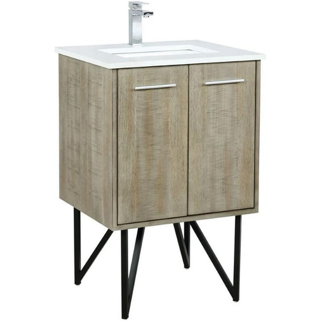 Lexora Home Lancy 24" Single Quartz Top Bathroom Vanity with Rose Gold Faucet