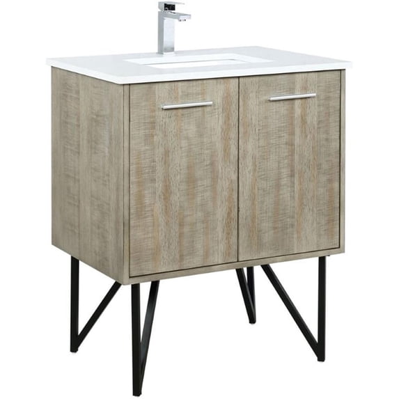 Lexora Home Lancy 30" Single Quartz Top Bathroom Vanity with Chrome Faucet