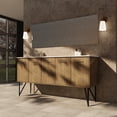 thumbnail image 1 of Lancy 72 in W x 20 in D Rustic Acacia Double Bath Vanity, White Quartz Top, Gun Metal Faucet Set and 70 in Mirror, 1 of 10