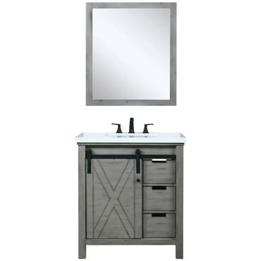 Lexora Home Marsyas 30" Quartz Top Single Vanity in Ash Gray
