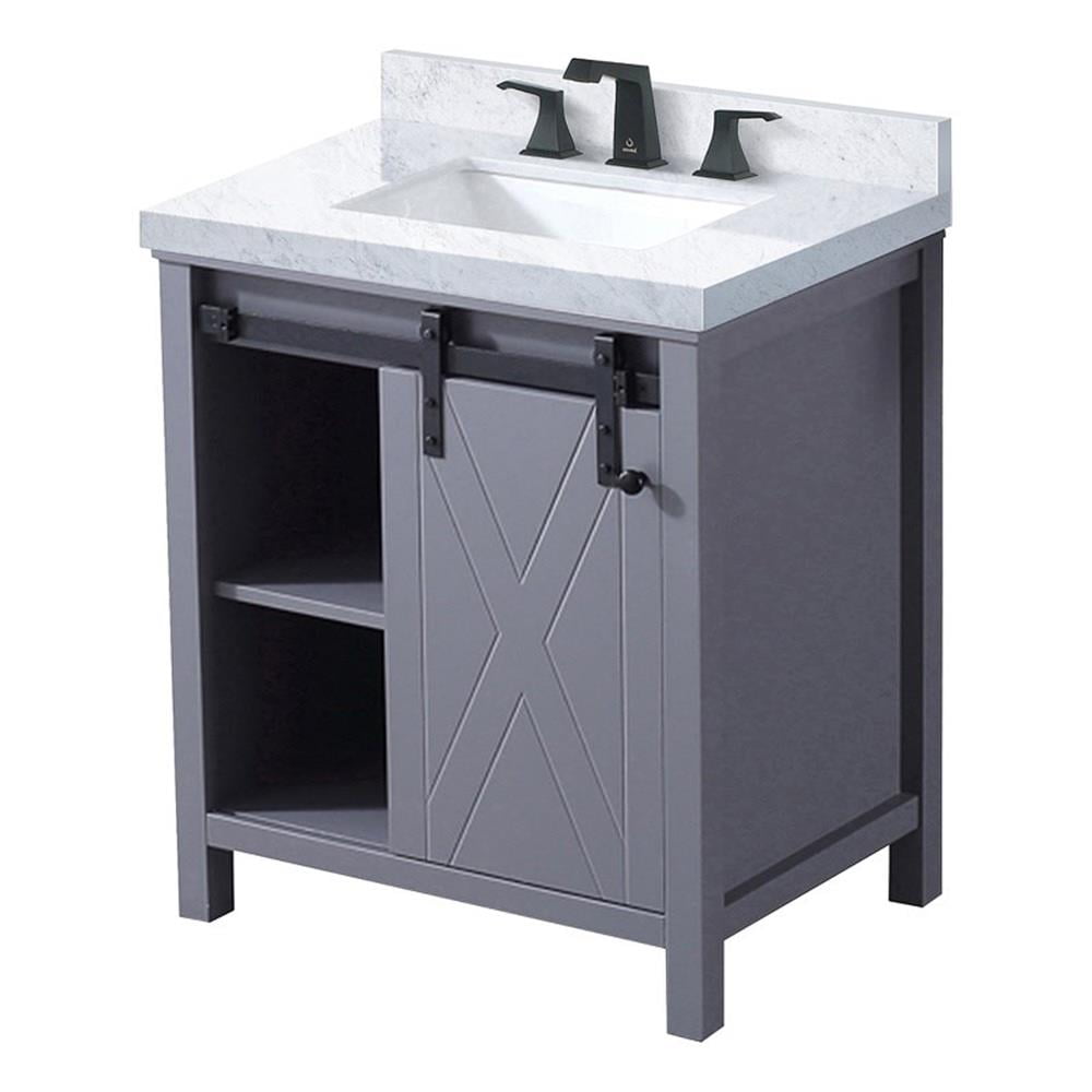 Marsyas 30-inch Dark Gray Freestanding Bathroom Vanity with Barn Door