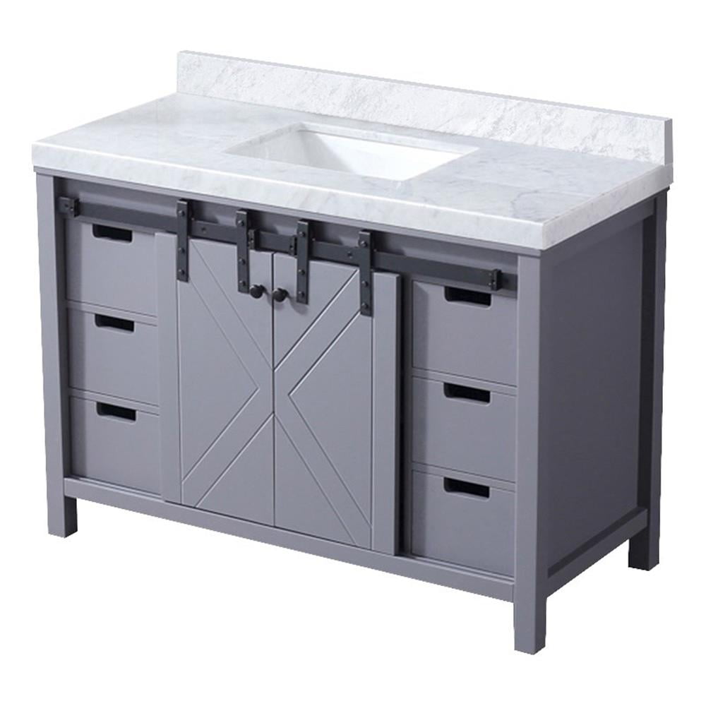 Marsyas 48" Dark Gray Single Vanity with Carrara Marble Top