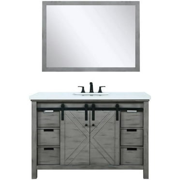 Lexora Home Marsyas 48" Quartz Top Single Vanity in Ash Gray