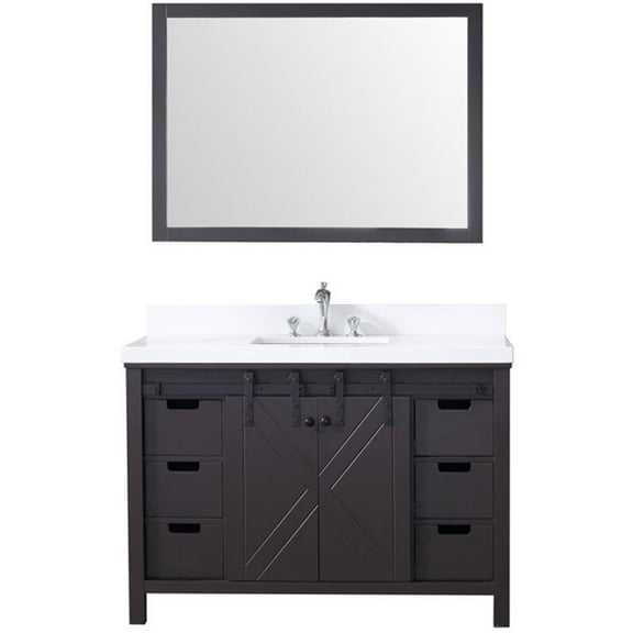 Lexora Home Marsyas 48" Quartz Top Single Vanity in Brown