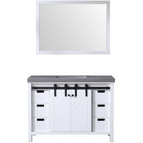 Lexora Home Marsyas 48" Quartz Top Single Vanity with Sink and Mirror in White