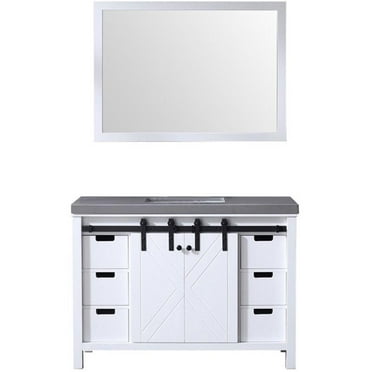 Lexora Home Marsyas 48" Quartz Top Single Vanity with Sink and Mirror in White