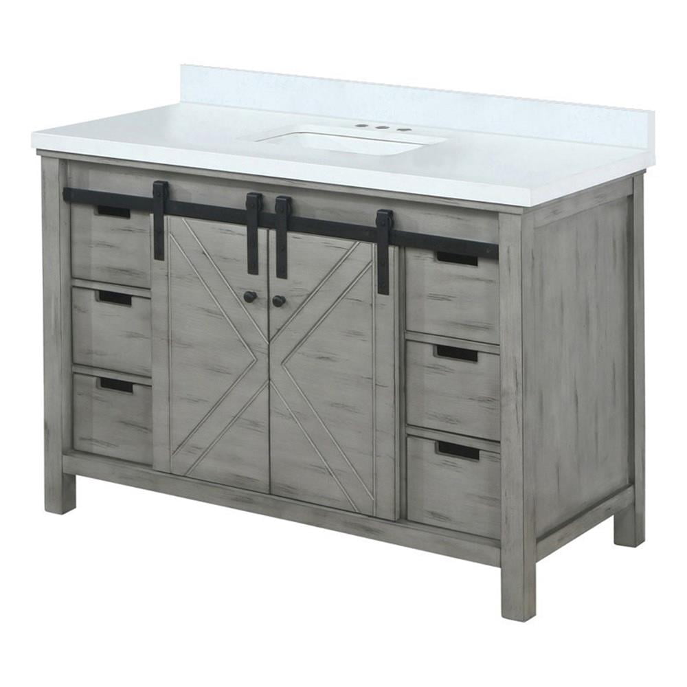 Marsyas 48" Ash Gray Quartz Top Single Vanity with Sink