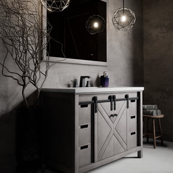 Lexora Home Marsyas 48" Vanity Cabinet in Ash Gray