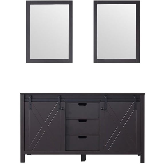 Lexora Home Marsyas 60" Double Vanity with Mirrors in Brown