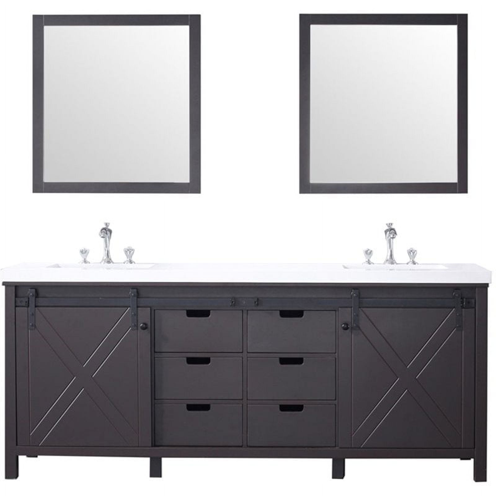 Lexora Home Marsyas 80" Quartz Top Double Vanity in Brown