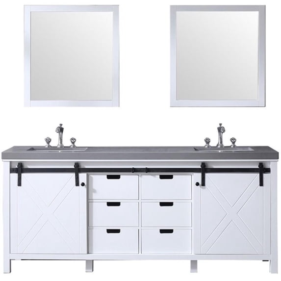 Lexora Home Marsyas 80" Quartz Top Double Vanity in White