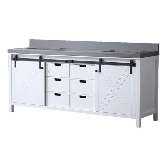 Lexora Home Marsyas 80" Quartz Top Double Vanity with Sinks in White