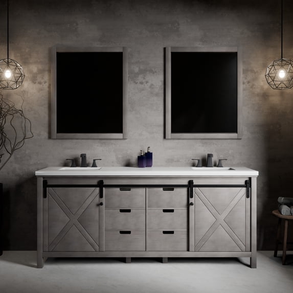 Lexora Home Marsyas 80" Vanity Cabinet in Ash Gray