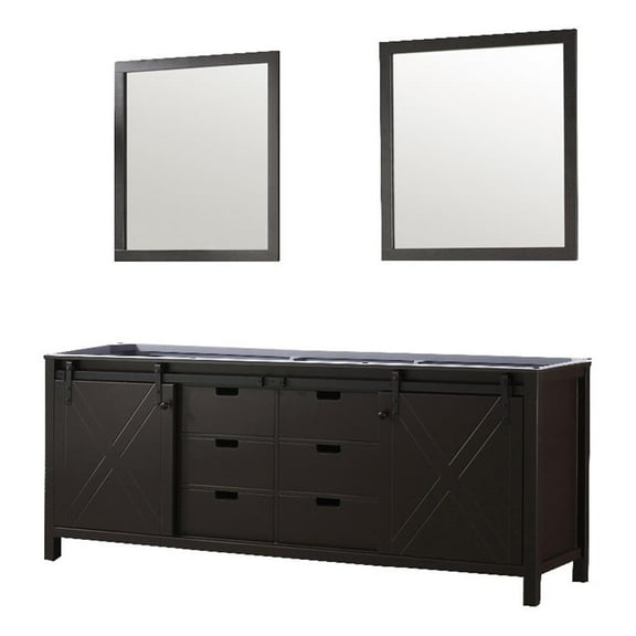 Lexora Home Marsyas 84" Double Vanity with Mirrors in Brown