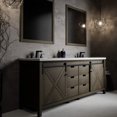 thumbnail image 1 of Lexora Home Marsyas 84" Quartz Top Double Vanity with Sinks in Rustic Brown, 1 of 9