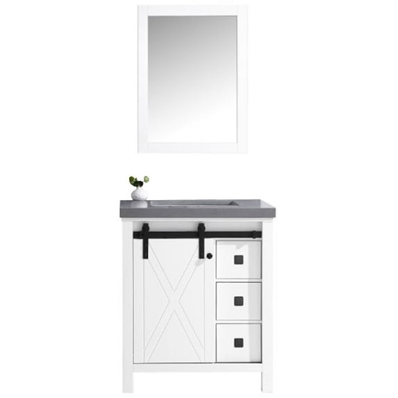 Lexora Home Marsyas Veluti 30" Quartz Top Single Vanity in White