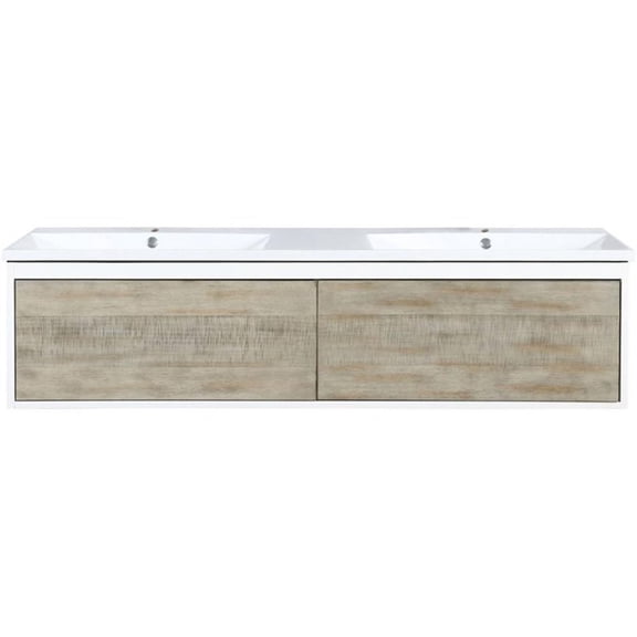 Lexora Home Scopi 60" Double Acrylic Top Bathroom Vanity in Rustic Acacia