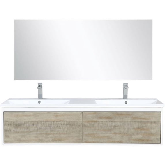 Lexora Home Scopi 60" Double Acrylic Top Bathroom Vanity with Faucet and Mirror