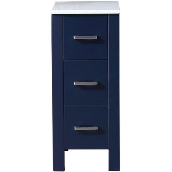 Lexora Home Volez 12" Phoenix Stone Top Side Cabinet in Navy Blue